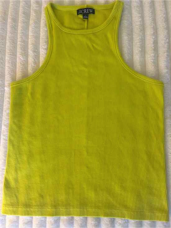 J. Crew Tops - J.Crew Neon Lime Vintage Ribbed Sleeveless High Neck Tank Top